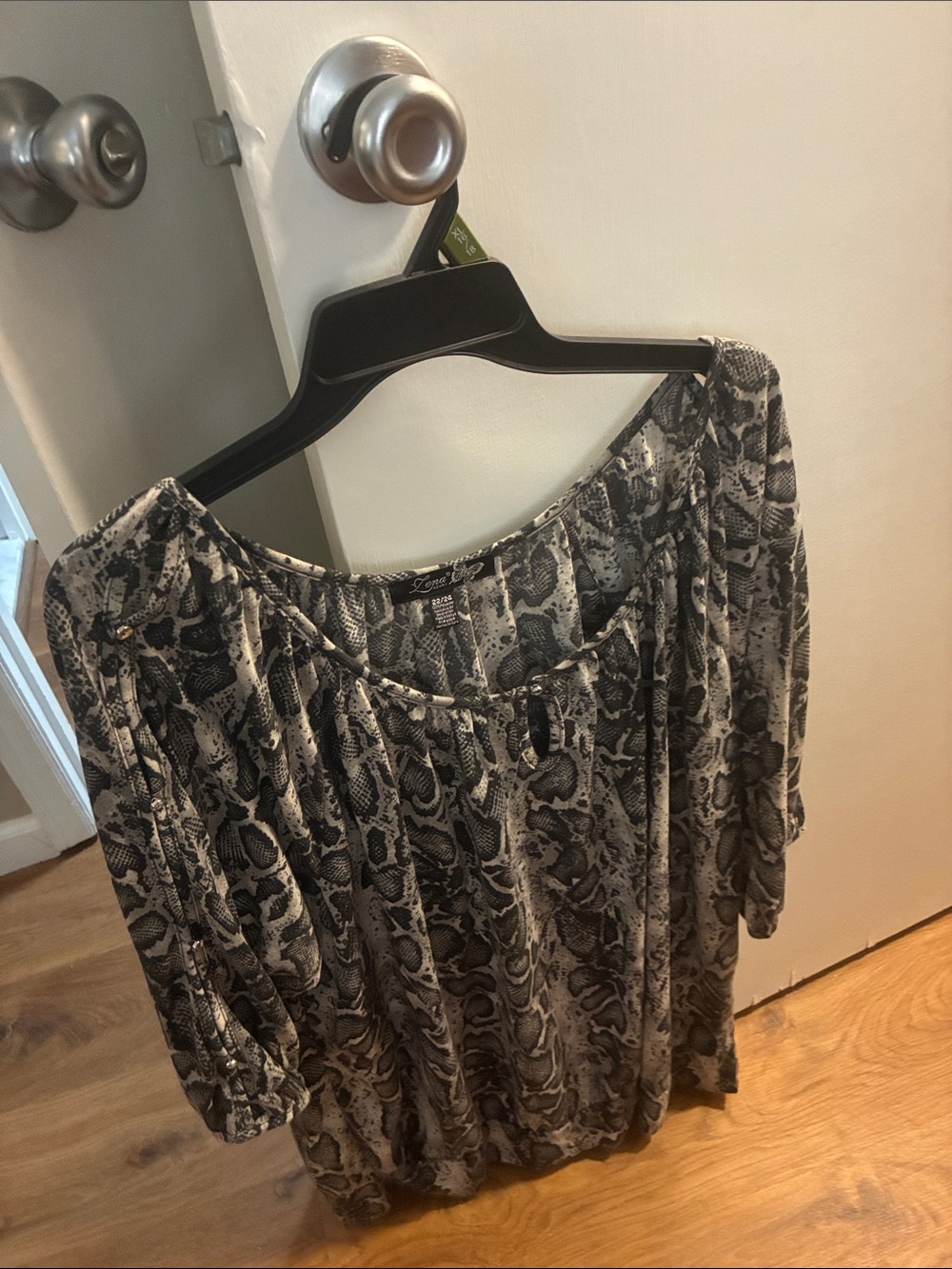 Lena Gray Snake-Print Off-Shoulder Blouse